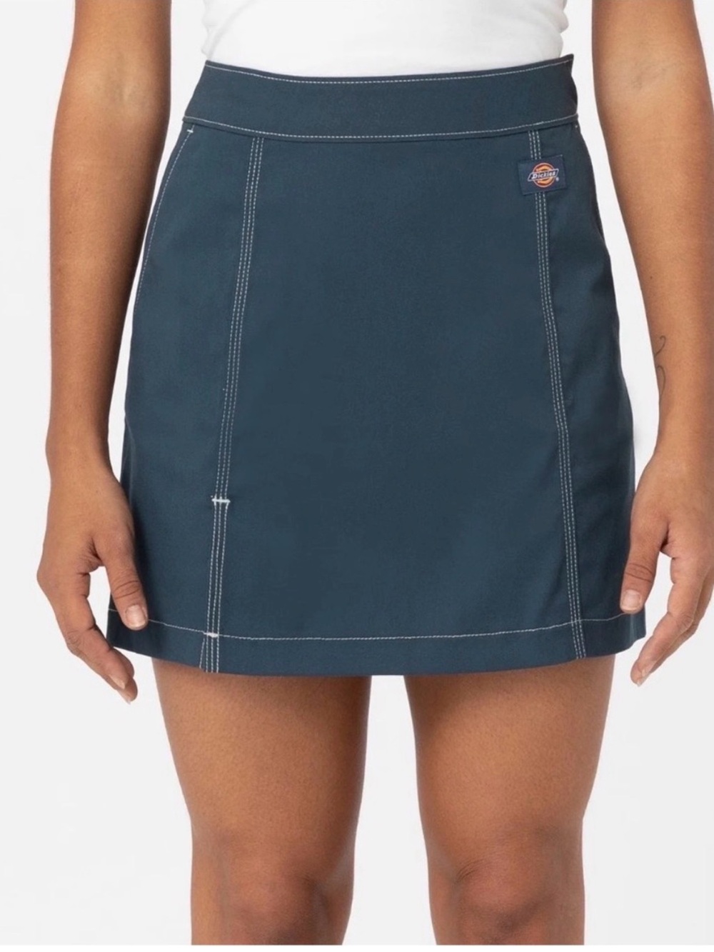 Dickies Women's Teal Mini A-Line Skirt with Contrast Stitching